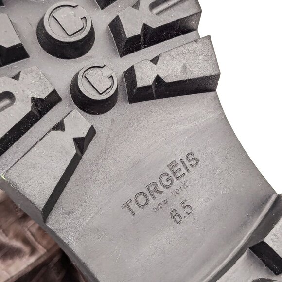 Torgeis NY Women Brown Croc Vegan Leather Stretch Elastic Panel Knee Boots sz 6. - Picture 9 of 11